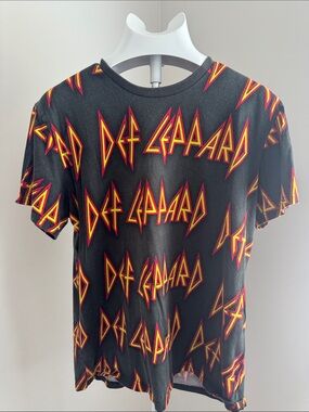 Def Leppard Logo Band Tee - Black with Red & Yellow Graphics